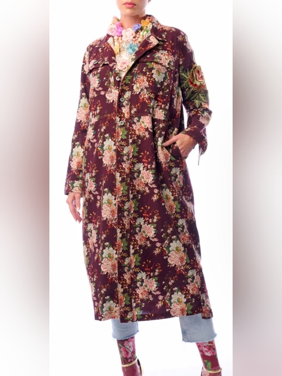 Aratta Jackets & Blazers - ARATTA Vintage Style Burgundy Floral Coat Boho Women's Size XL